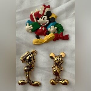Vintage Mickey Mouse Pins Brooch set of 3
